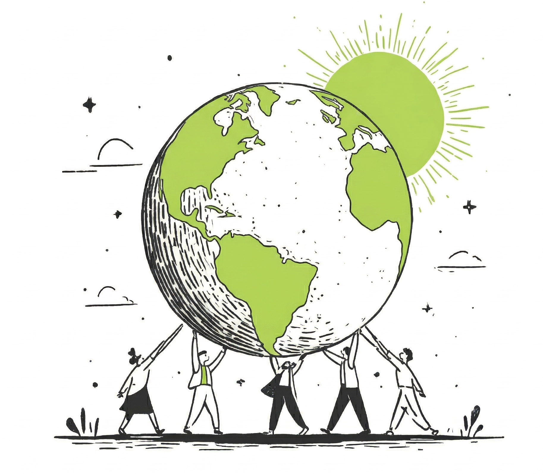 Person holding the earth, representing turning impact into momentum